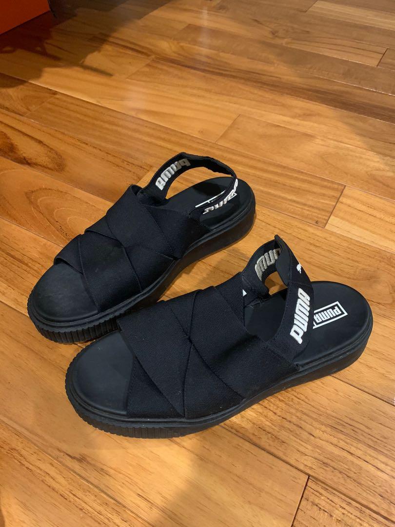 puma platform sandals black