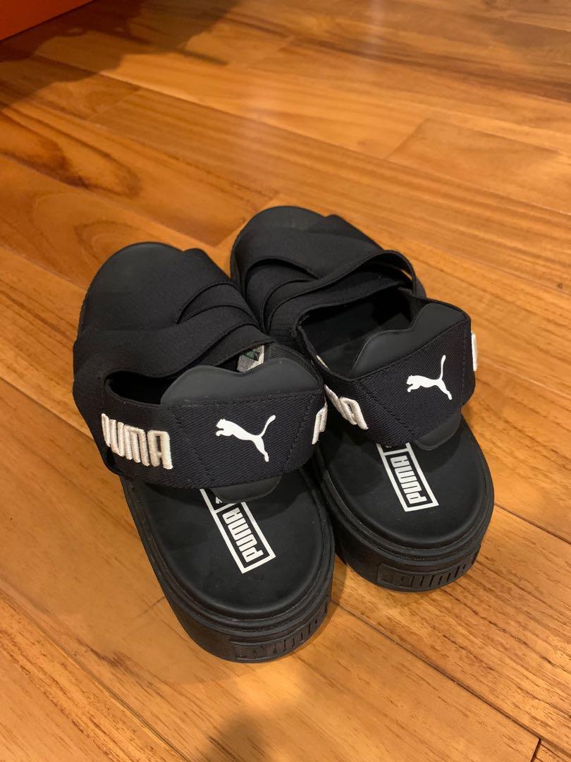 puma platform sandals black
