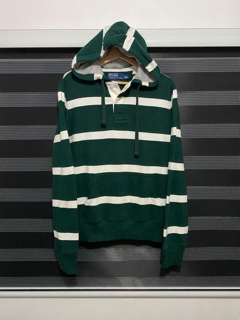 green and white striped hoodie
