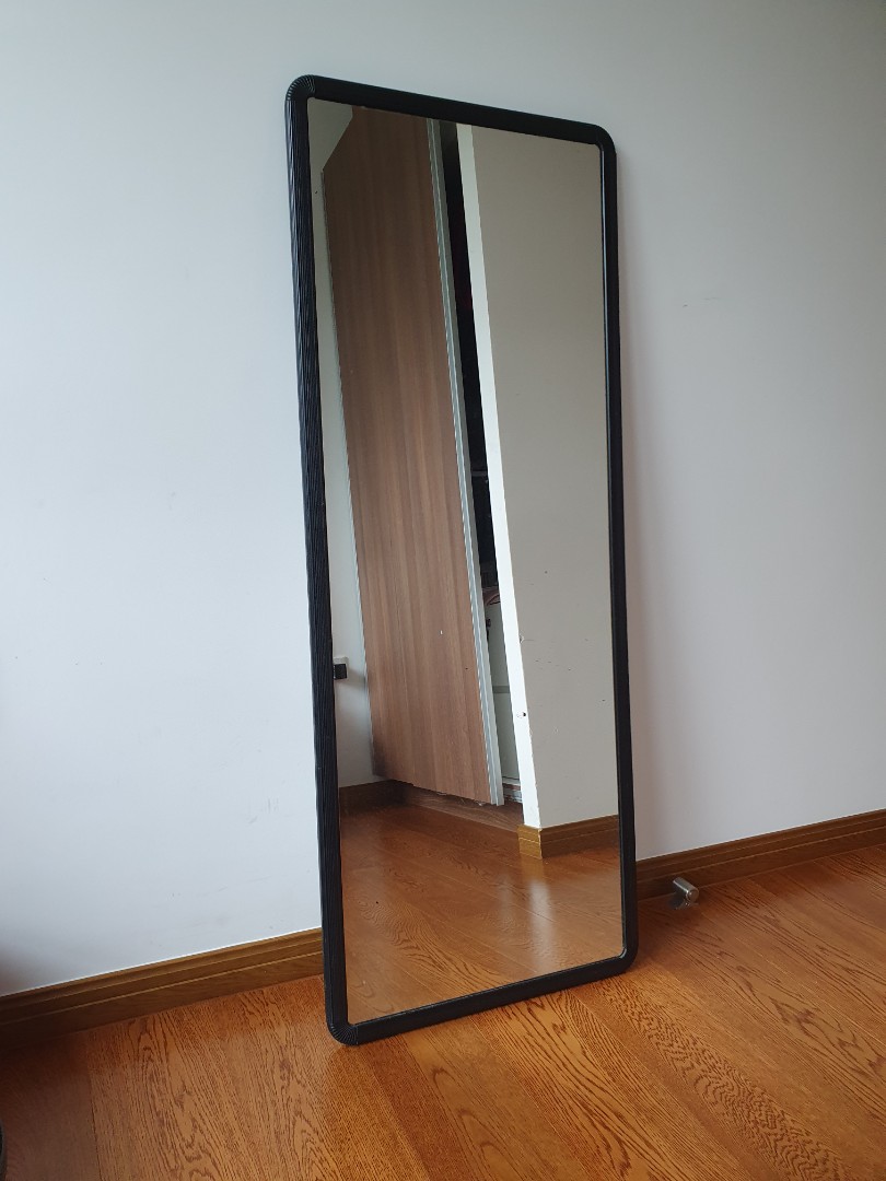 Standing Mirror with Black Rim, Furniture & Home Living, Home Decor
