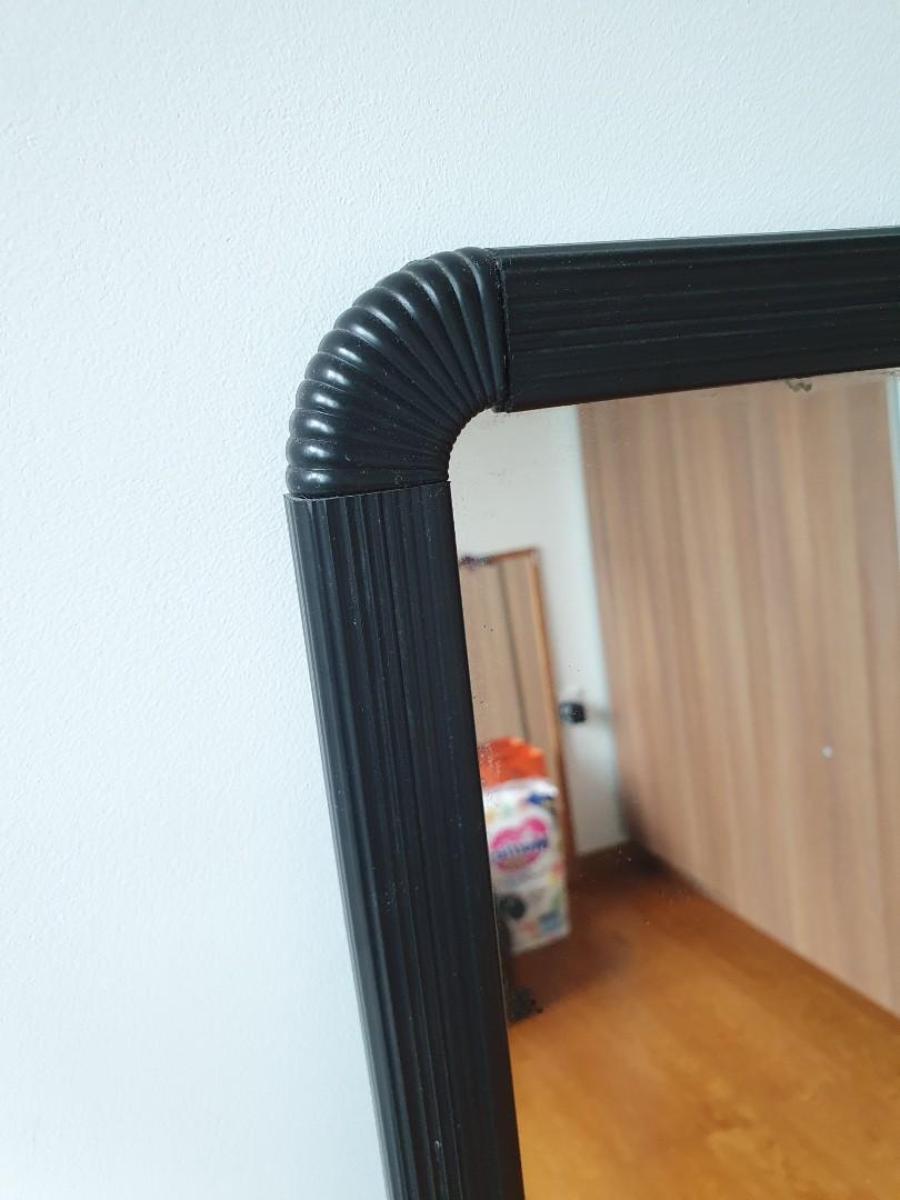 Standing Mirror with Black Rim, Furniture & Home Living, Home Decor