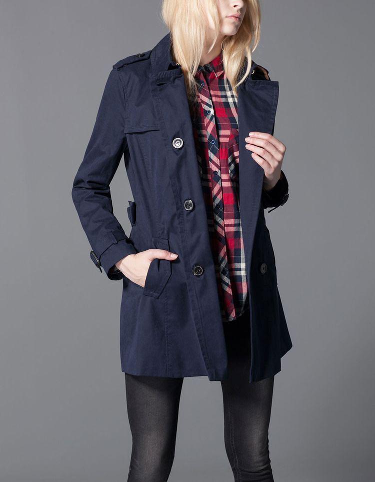 Stradivarius blue trench coat Clearance
