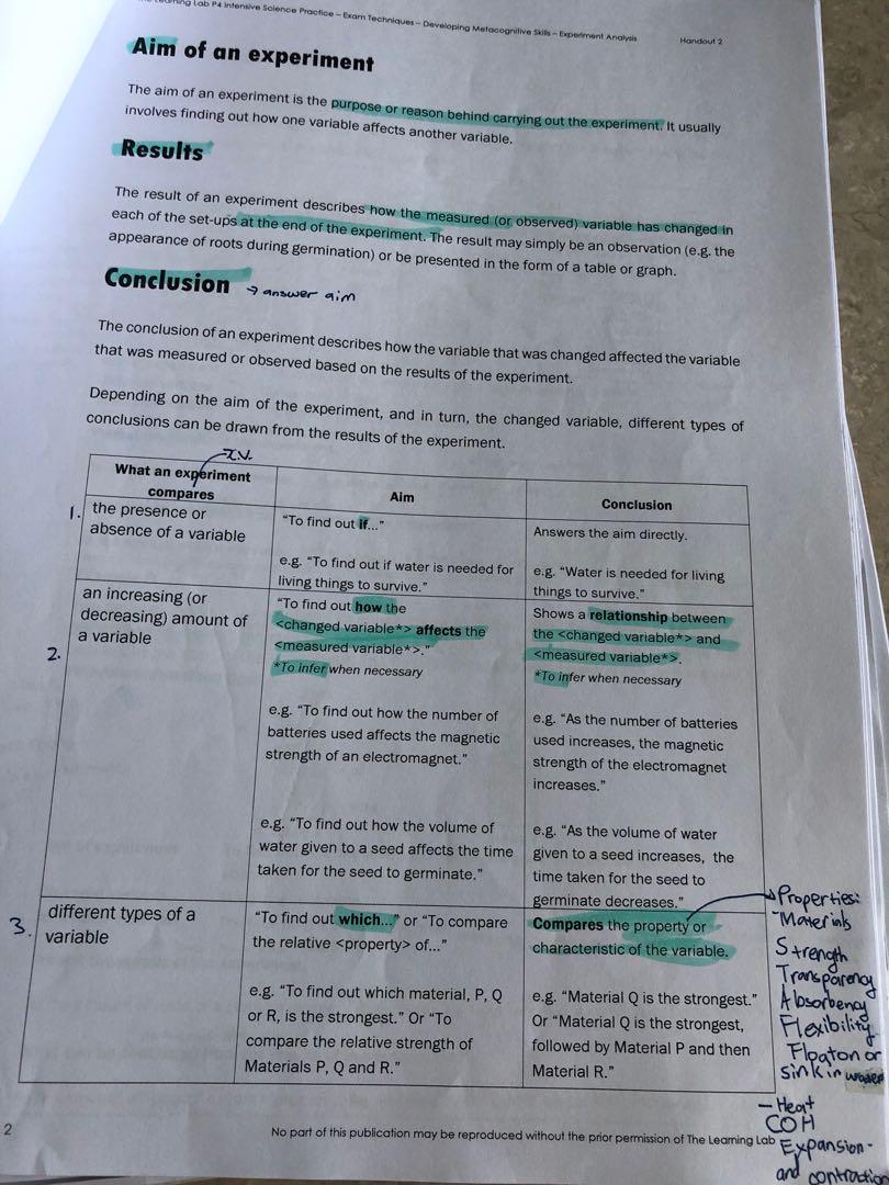 The Learning Lab P4 Science notes free EL notes , Hobbies & Toys, Books & Magazines, Assessment