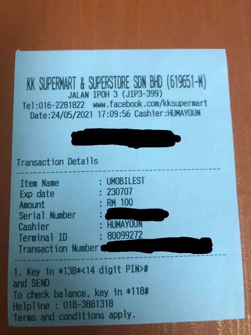 Umobile Prepaid Rm 100 Value Tickets Vouchers Gift Cards Vouchers On Carousell