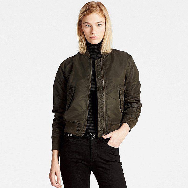 Uniqlo Olive Bomber Jacket Women s Fashion Coats Jackets and Outerwear on Carousell