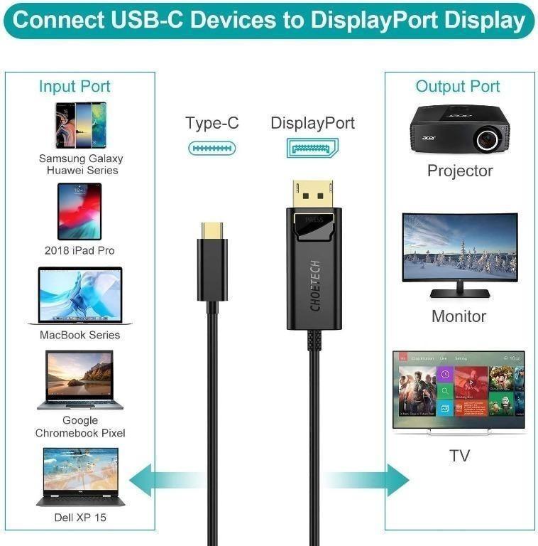 USB C to DisplayPort Cable 4K@60Hz 4FT for Home Office USB C to DP Cable  Compatible with MacBook Pro/Air, iPad Pro with USB-C Port laptops/Phones