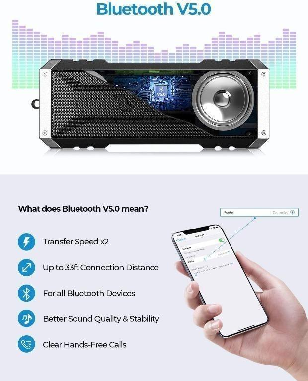 Vtin 20W Waterproof Outdoor Speaker Bluetooth Speaker with