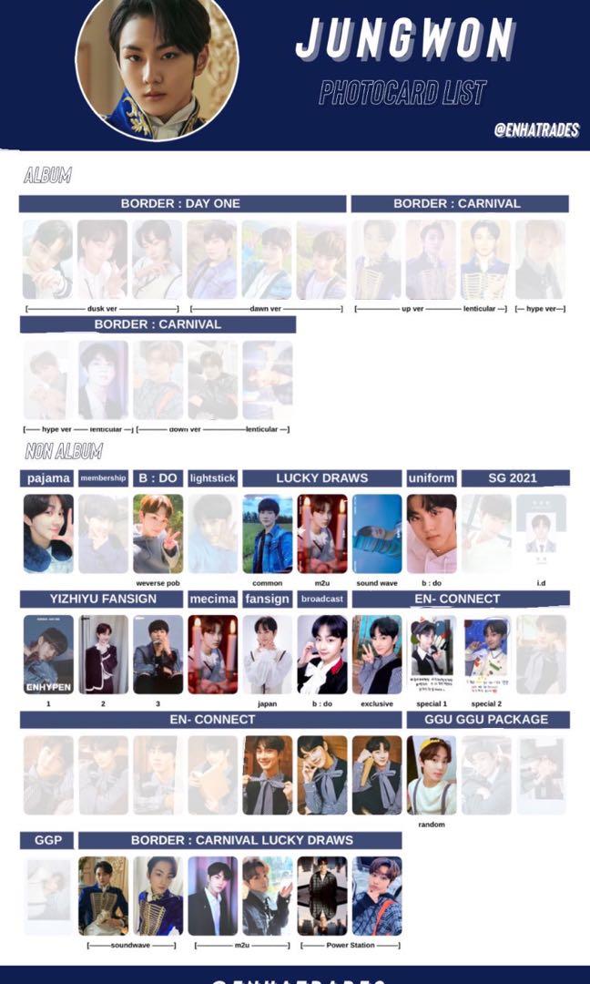 ENHYPEN JUNGWON KOREAN ALBUM PHOTOCARDS TEMPLATE In 2023, 60 OFF