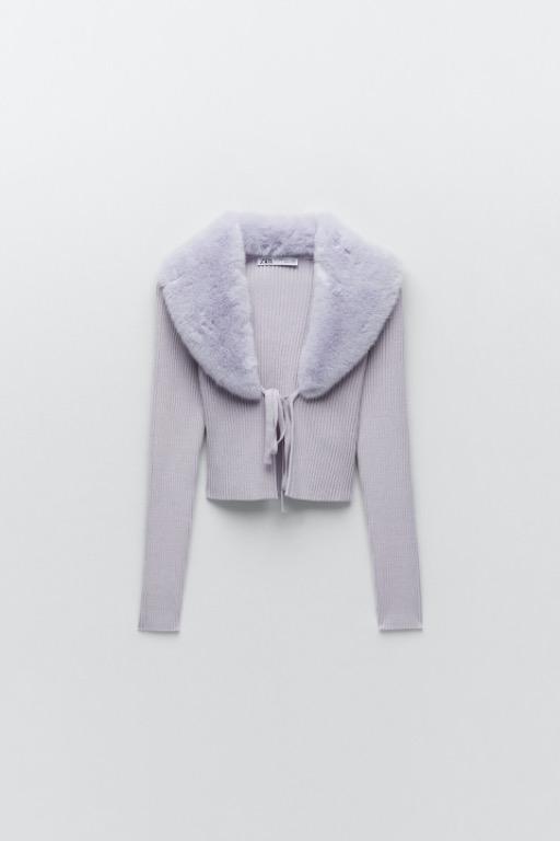 Zara fur neck cardigan Clearance