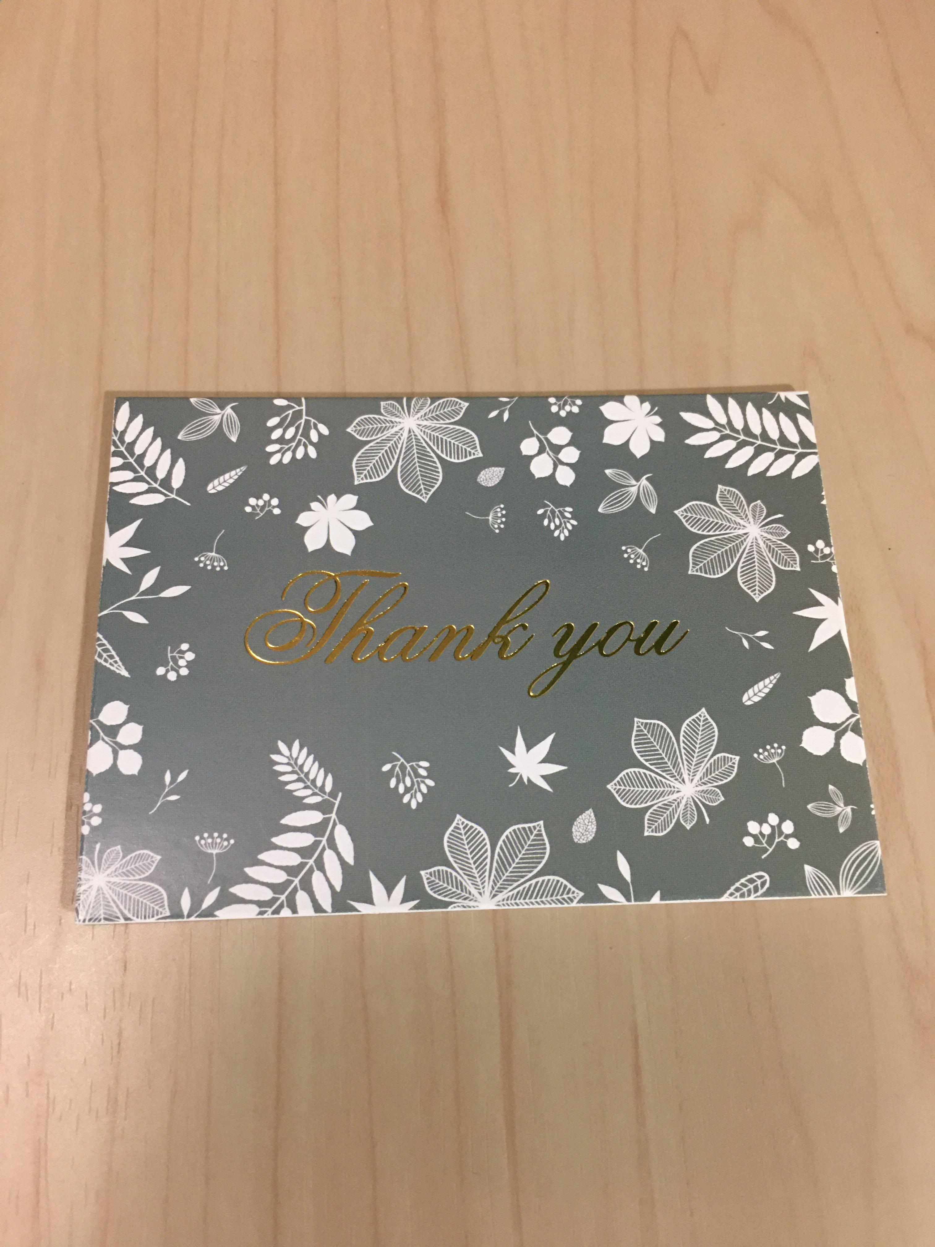 燙金感謝卡感謝咭心意卡心意咭thank You Card 興趣及遊戲 手作 自家設計 文具 Carousell