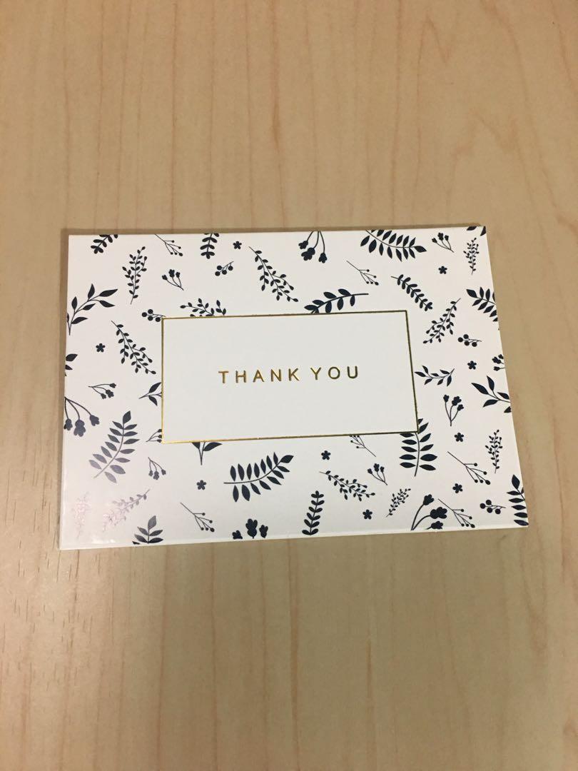 燙金感謝卡心意卡感謝咭thank You Card 興趣及遊戲 手作 自家設計 文具 Carousell