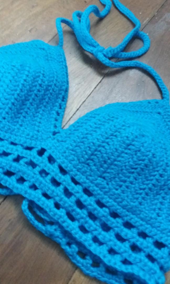 blue boho crochet crop top bralette bikini (Category: Others Tops) located in Taguig. Submitted by idfkuroo (Listing ID 1090057693, Image 3). Description: free size handmade non-padded but made with thick material so hindi parin baka when worn.