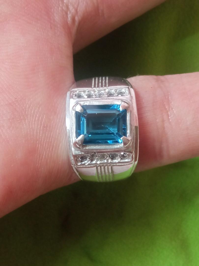 Cincin Perak London Blue Topaz Men S Fashion Accessories Others On Carousell