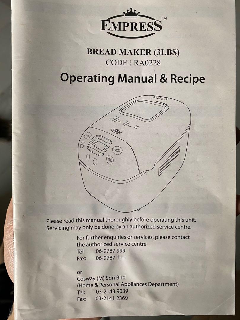 Cosway Empress Bread Maker, TV & Home Appliances, Kitchen Appliances