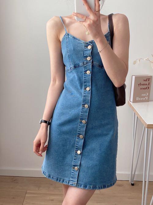 Button down spaghetti strap dress store