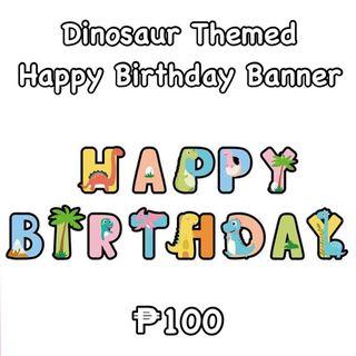 Dinosaur Themed Happy Birthday Banner