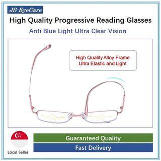 (Gift for Parents) JS-EyeCare Multifocal Progressive Adult Presbyopic Presbyopia Reading Glasses Anti Blue Ray Light Spectacles for Lady (JS-R002)