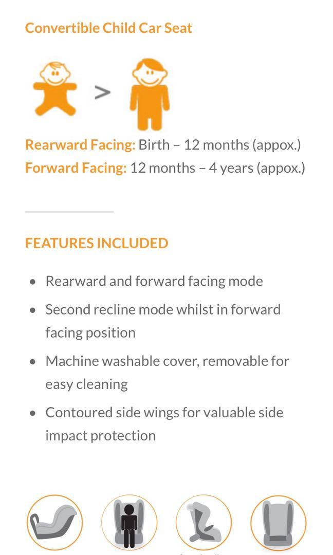 Hipod roma convertible clearance child car seat