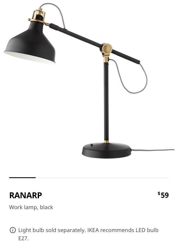 Ikea Table Desk Lamp Ranarp Furniture Home Living Lighting Fans Lighting On Carousell