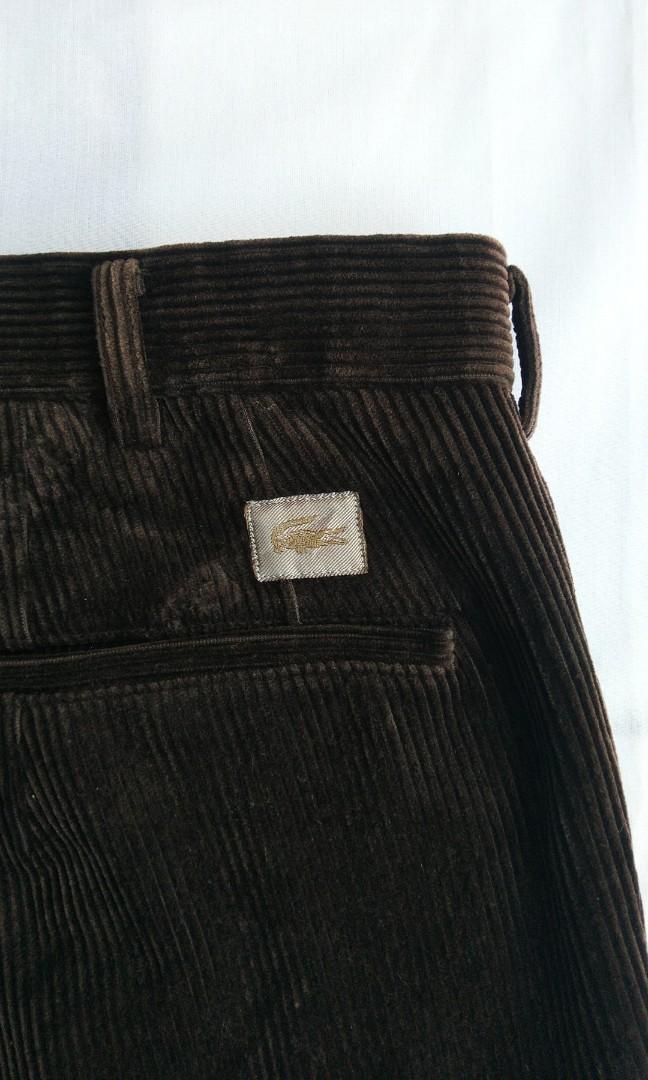 Lacoste Corduroy Pants burgundy, Fesyen 