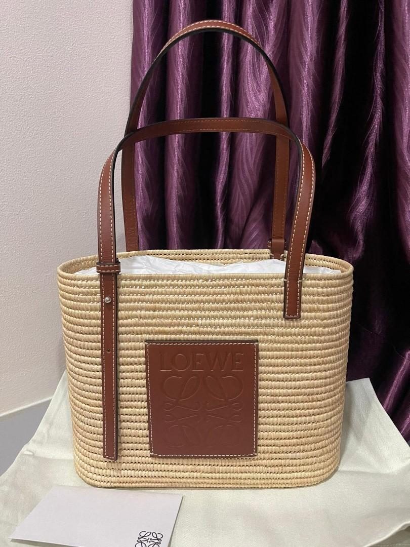 Loewe Small Square Basket Bag in Raffia, Luxury, Bags & Wallets on