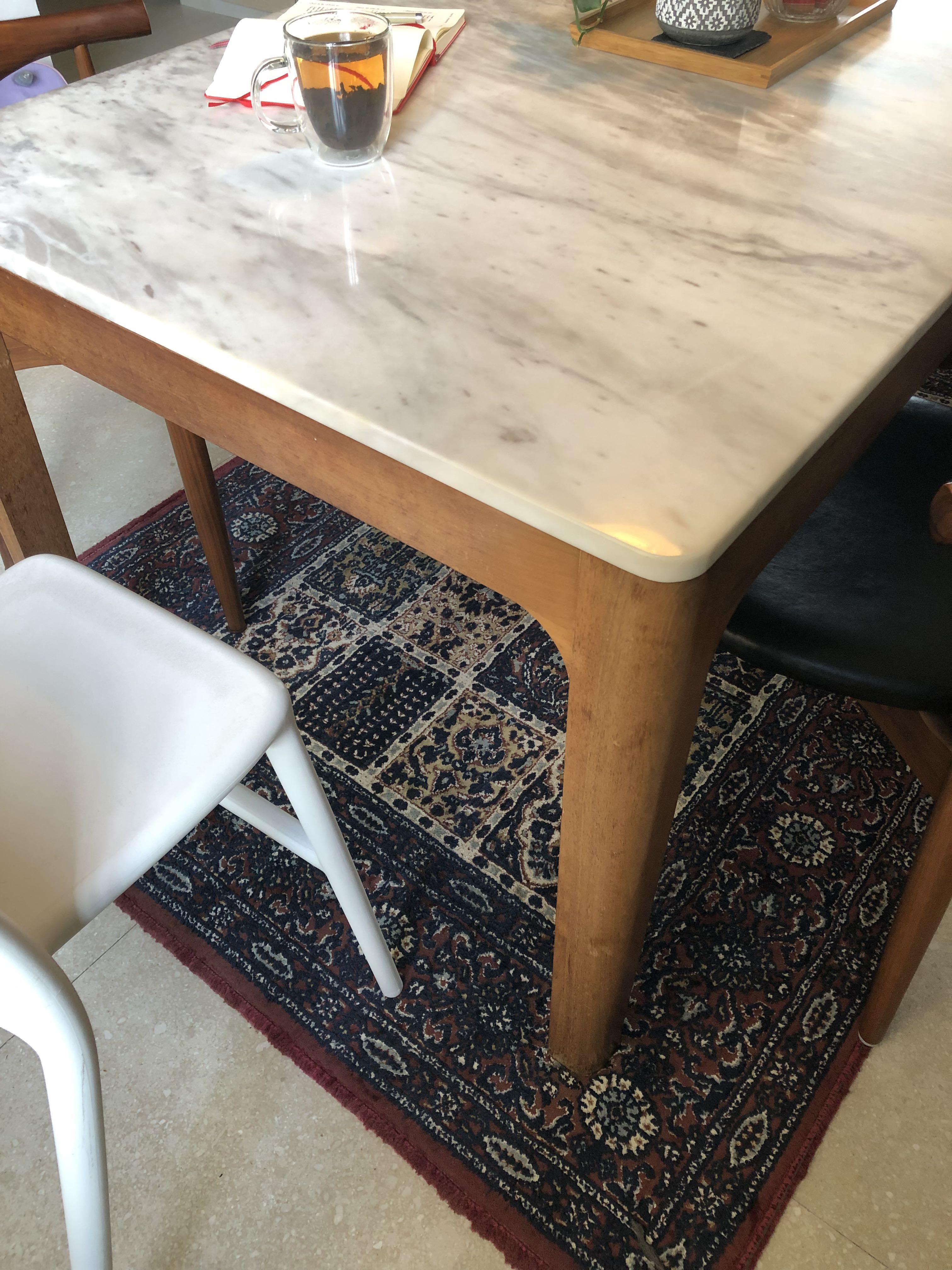 Marble Top & Walnut Dining Table, Furniture & Home Living, Furniture
