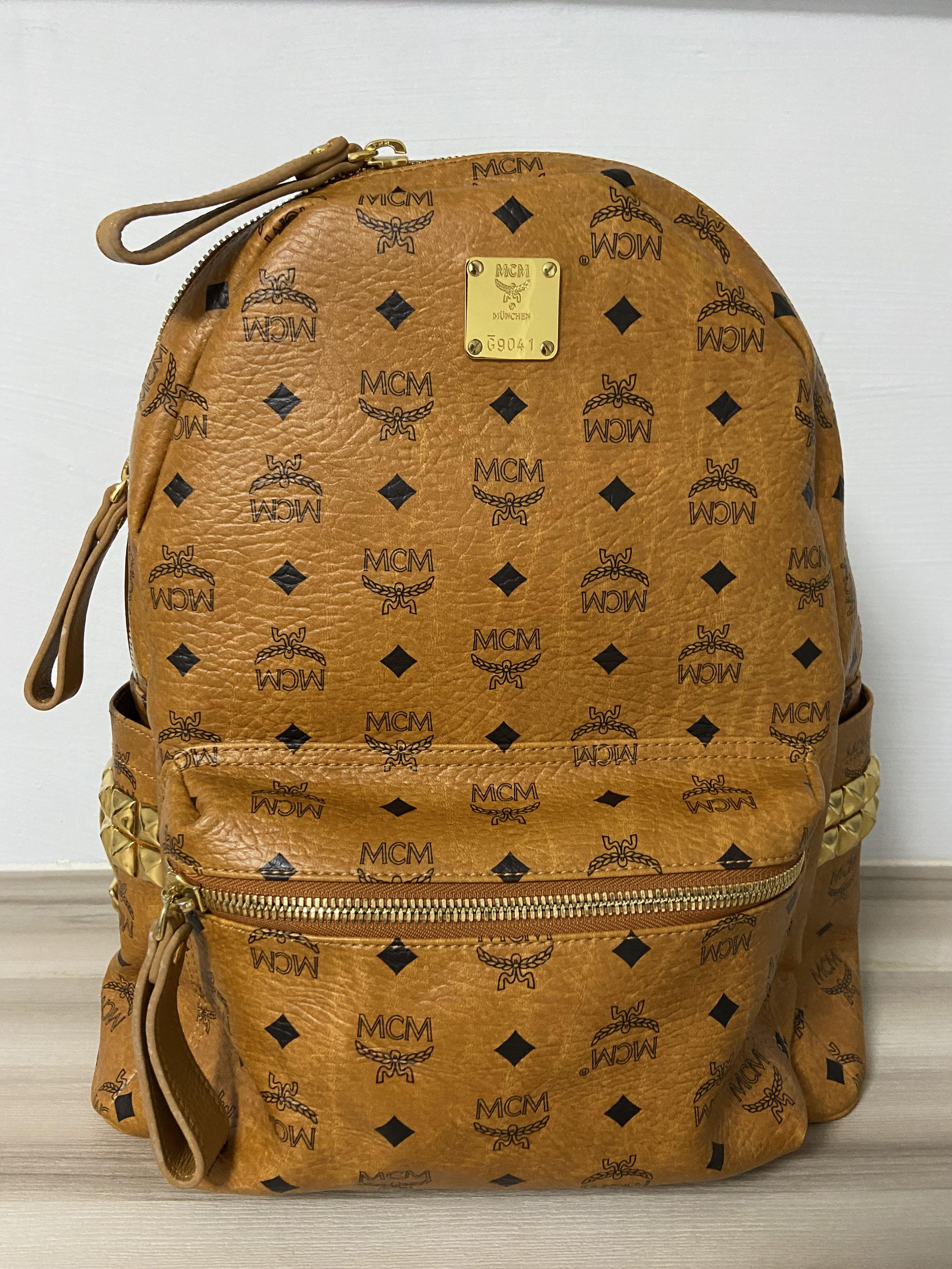 Mcm medium studded backpack on sale