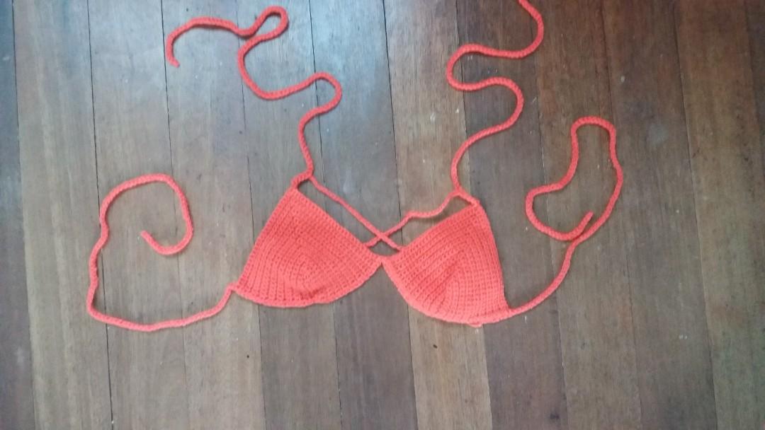 orange boho crochet crop top bralette bikini (Category: Others Tops) located in Taguig. Submitted by idfkuroo (Listing ID 1090058815, Image 1). Description: free size handmade no pads but made with thick material so walang bakat when worn.
