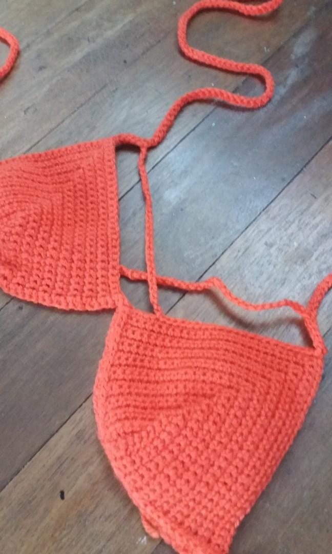 orange boho crochet crop top bralette bikini (Category: Others Tops) located in Taguig. Submitted by idfkuroo (Listing ID 1090058815, Image 2). Description: free size handmade no pads but made with thick material so walang bakat when worn.