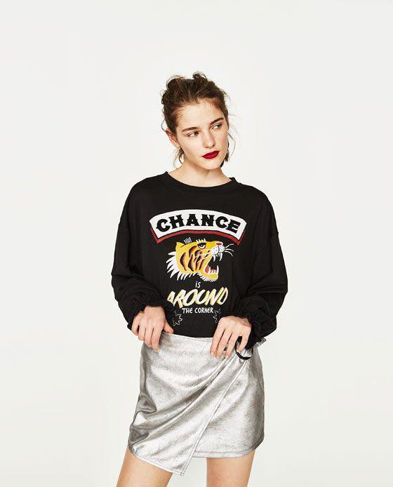 Silver metallic skirt zara sales