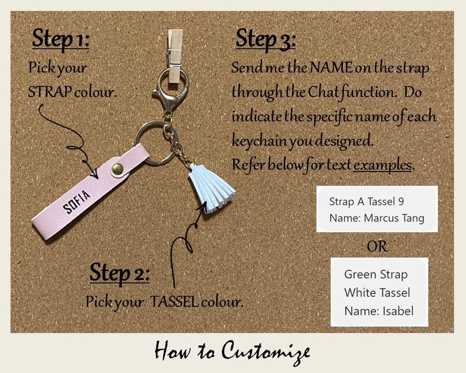 PERSONALIZED LEATHER STRAP KEYCHAIN Customized with Name (Series 1