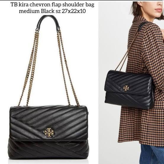 Ready supp Tory burch kira chevron medium flap black