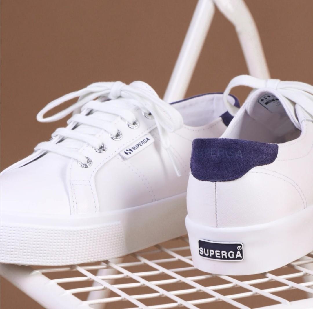 SUPERGA 2730 NAPPA SUEDE WHITE BLUE MEDIEVAL Women s Fashion