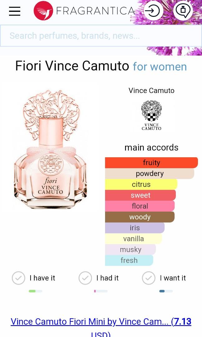 Vince Camuto Fiori Perfume, Beauty & Personal Care, Fragrance