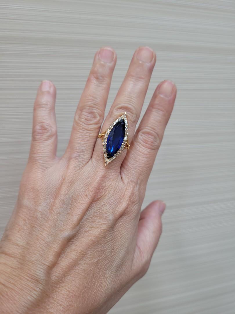 Vintage 18k Gold Blue Ceylon Stone Kanah Ring Malay Heritage Women S Fashion Jewelry Organisers Precious Stones On Carousell