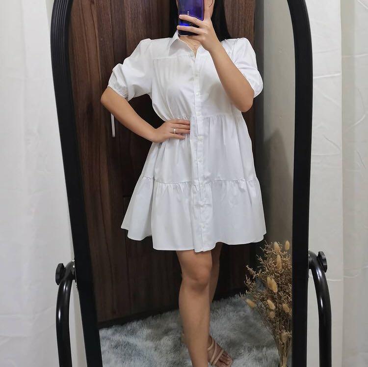 White Tiered Dress ala Zara, Women's Fashion, Dresses u0026 Sets, Dresses on  Carousell