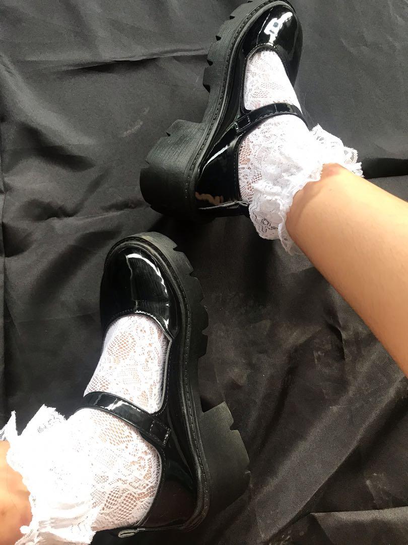 Y2k goth grunge aesthetic platform Mary Jane school girl shoes
