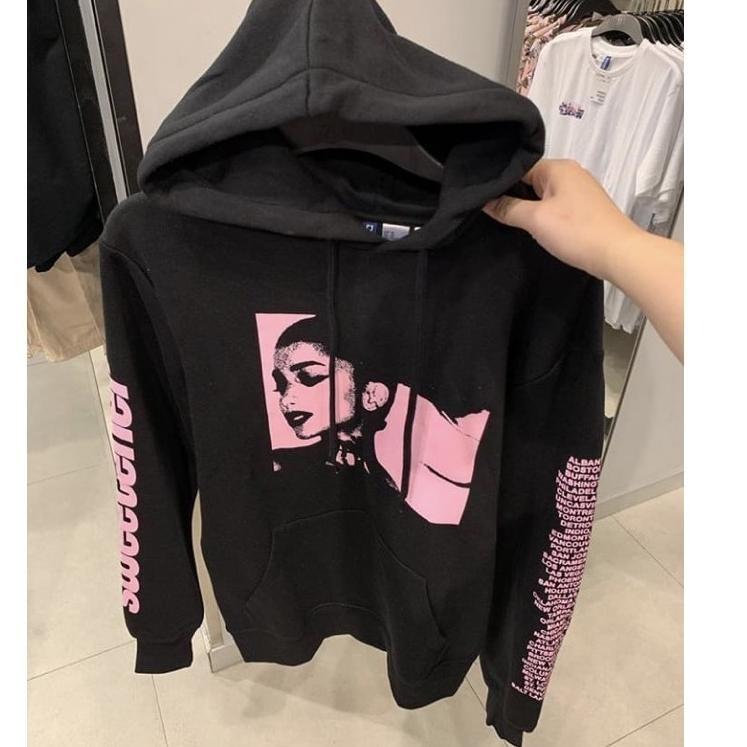 Ariana grande top black hoodie h&m