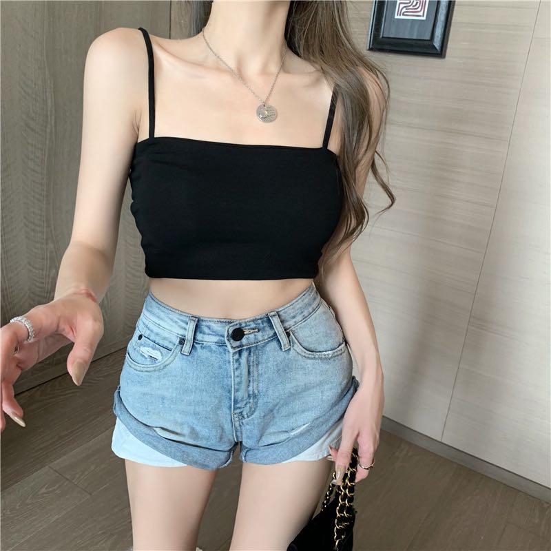 Cami Crop Top (Black), Women's Fashion, Tops, Sleeveless on Carousell