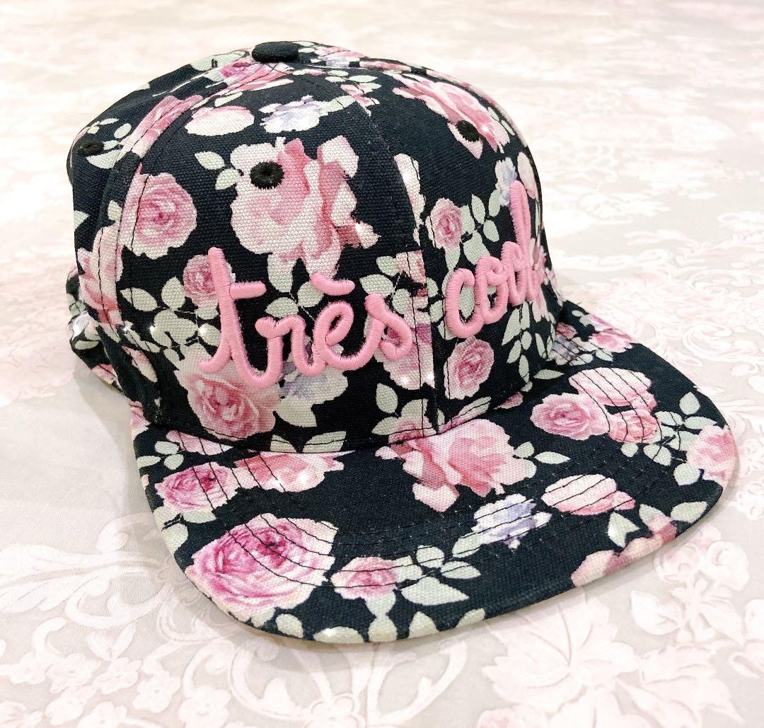 Black Pink Flower Cap by H\u0026M, Fesyen 