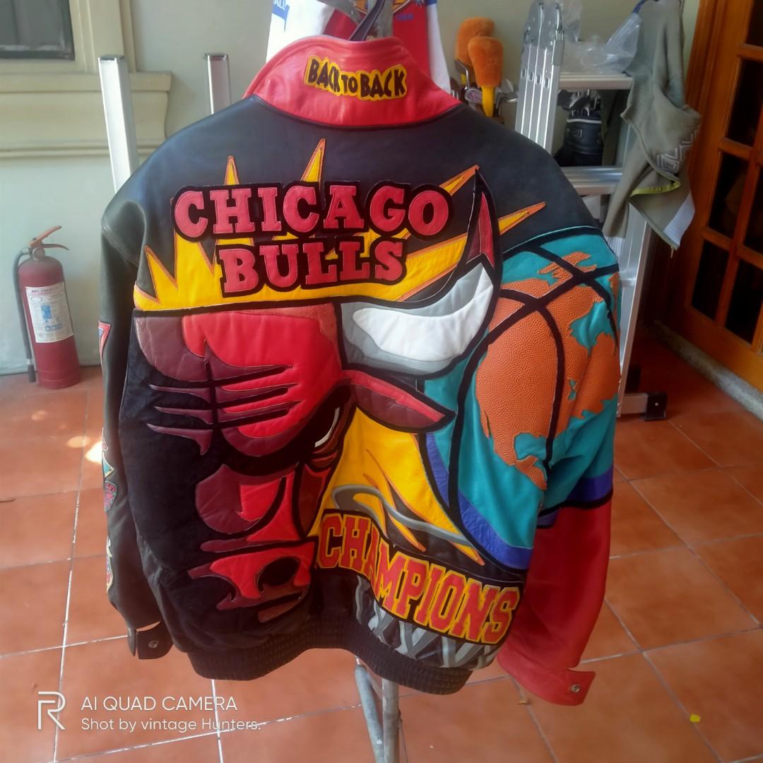 Jeff Hamilton Chicago Bulls Three-Peat Leather Jacket Red
