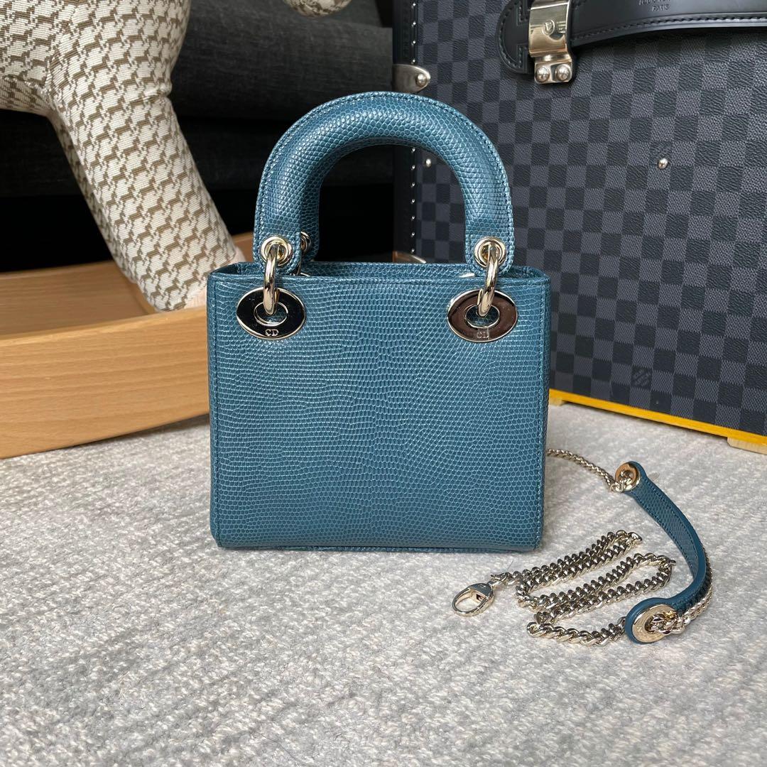 Christian Dior Lizard Micro Lady Dior Bag  Blue Mini Bags Handbags   CHR86151  The RealReal