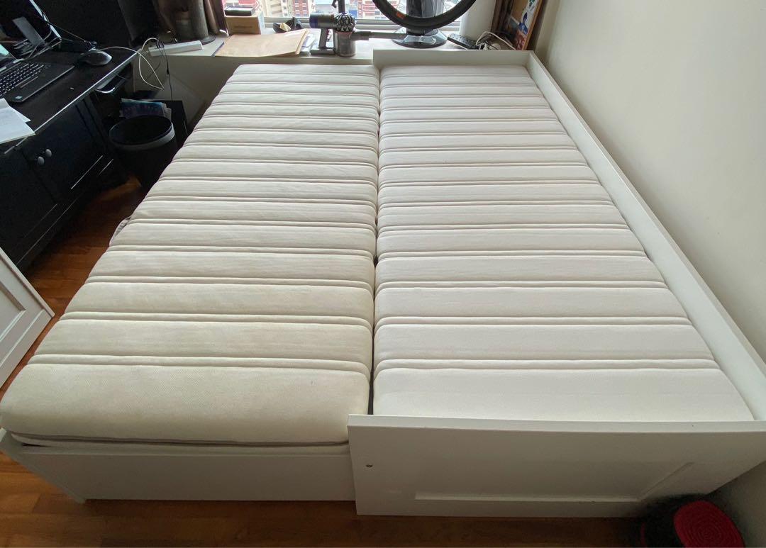 IKEA Brimnes Extendable Day Bed 2 Drawers, 2 Matresses, Furniture