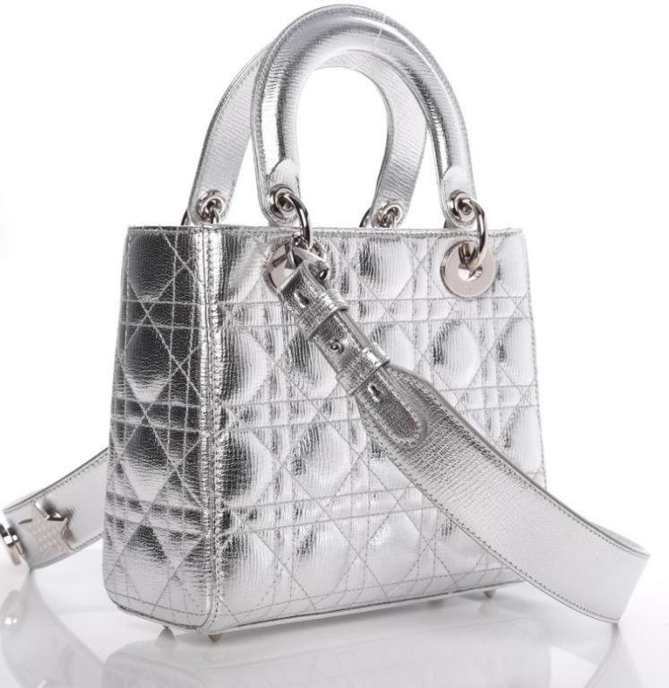 Christian Dior My Lady Dior Iridescent Silver Small Bag With Abcdior Strap  Shw, Luxury, Bags & Wallets On Carousell