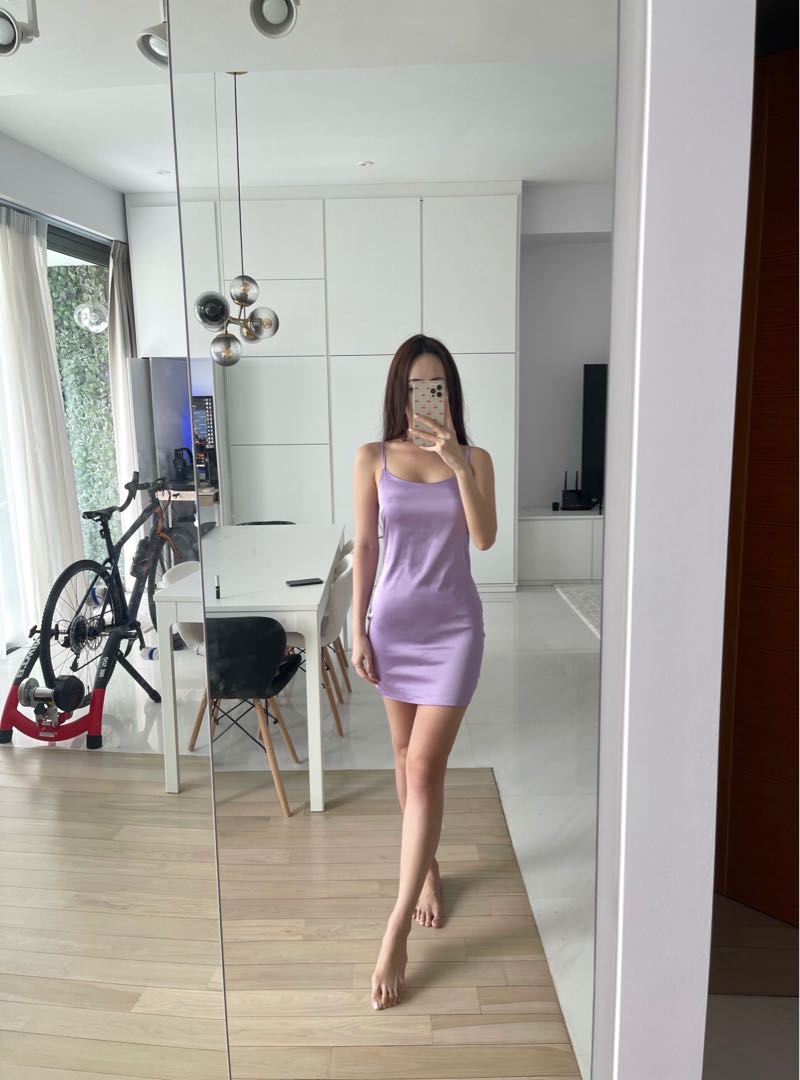 Lilac satin dress, Women's Fashion 