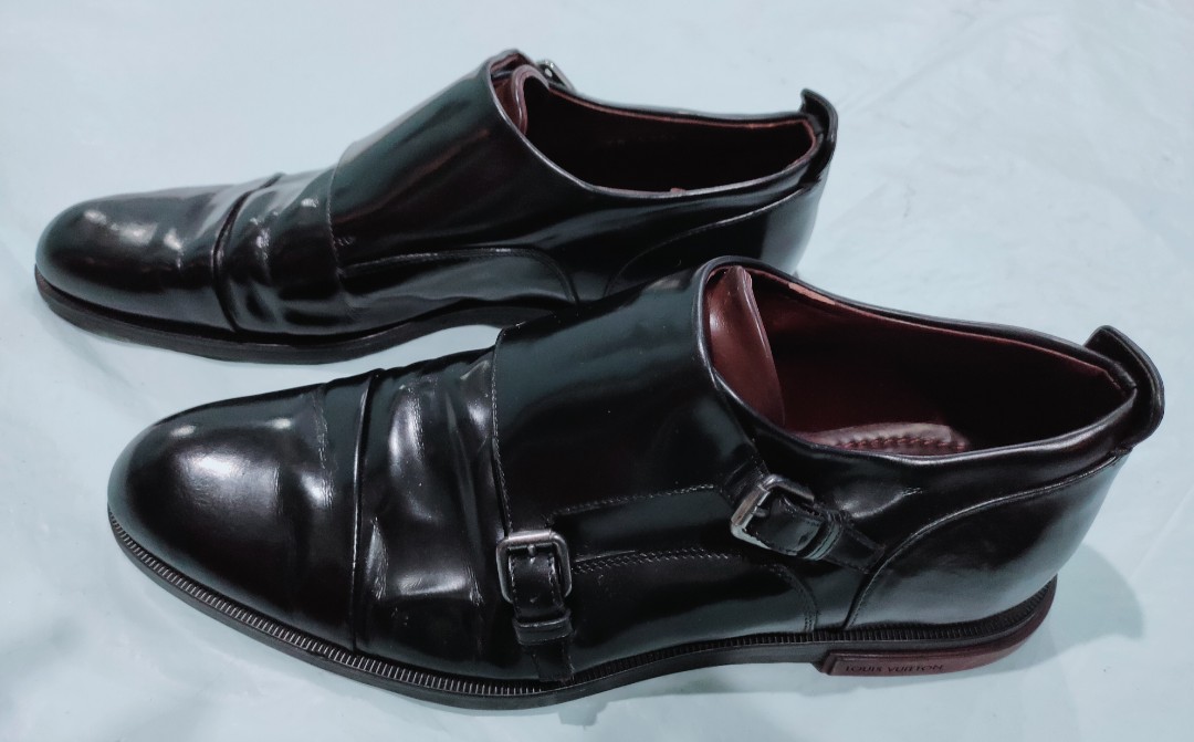 LOUIS VUITTON leather double monk strap 