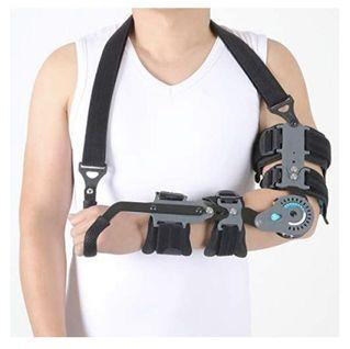 New Imported Orthomen Universal Fit For RIGHT Arm Adjustable Post OP Elbow Brace with Hand Grip for Adult and Child, ROM Elbow Brace with Sling Stabilizer Splint Arm Injury Recovery Support After Surgery