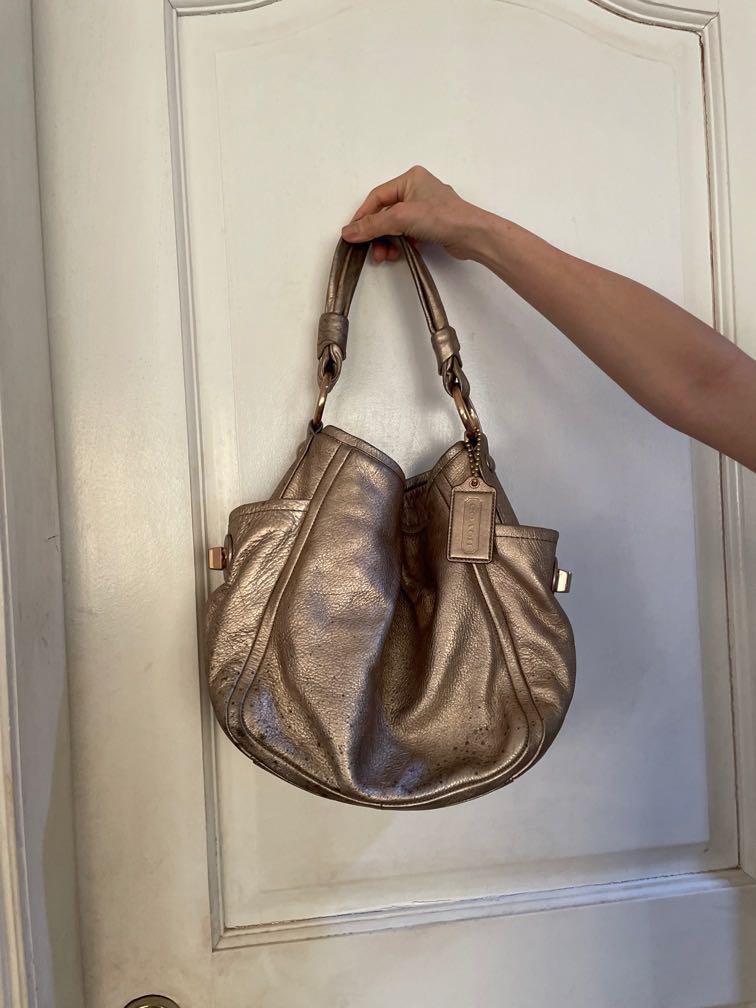 Rose gold top coach bag