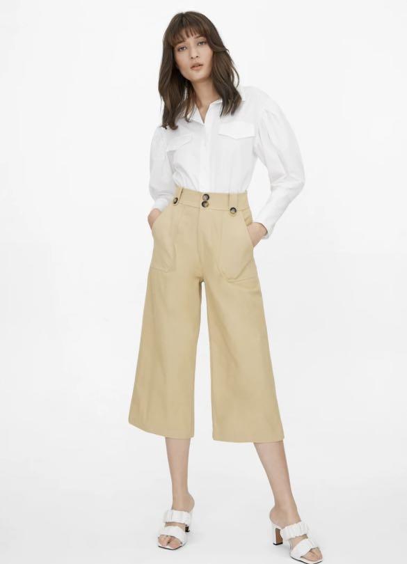 Pomelo Fashion Cropped Double Button Pants in Beige (YHF/TTR/LOVET),  Women's Fashion, Bottoms, Other Bottoms on Carousell