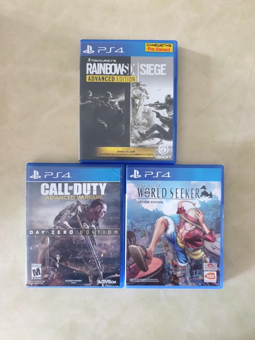 Ps4 Games Bundle Tom Clancy S Rainbow Six Siege Call Of Duty Advanced Warfare One Piece World Seeker Video Gaming Video Games Playstation On Carousell Ps4 Games Bundle Tom Clancy S Rainbow Six Siege Call Of Duty Advanced Warfare One Piece World Seeker Video Gaming Video Games Playstation On Carousell